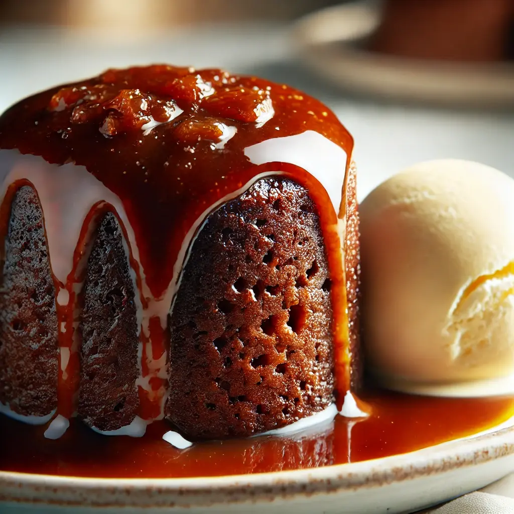 perfectly baked Sticky Toffee Pudding on a plate
